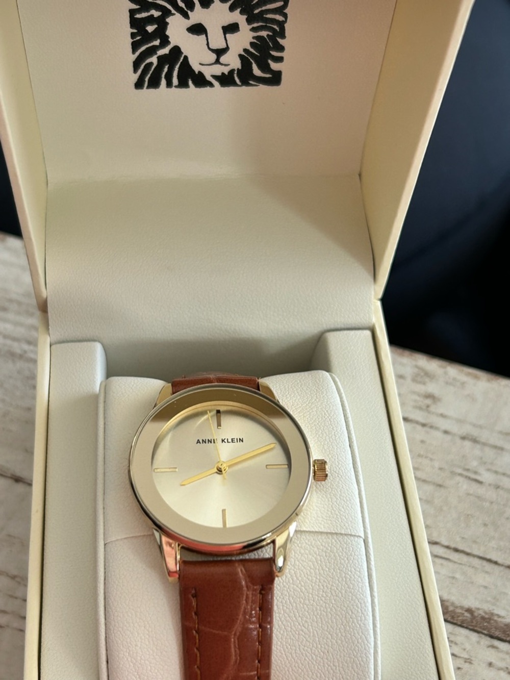 4/$100 Anne Klein Women's Brown Leather Strap Gold-Tone Dial Watch